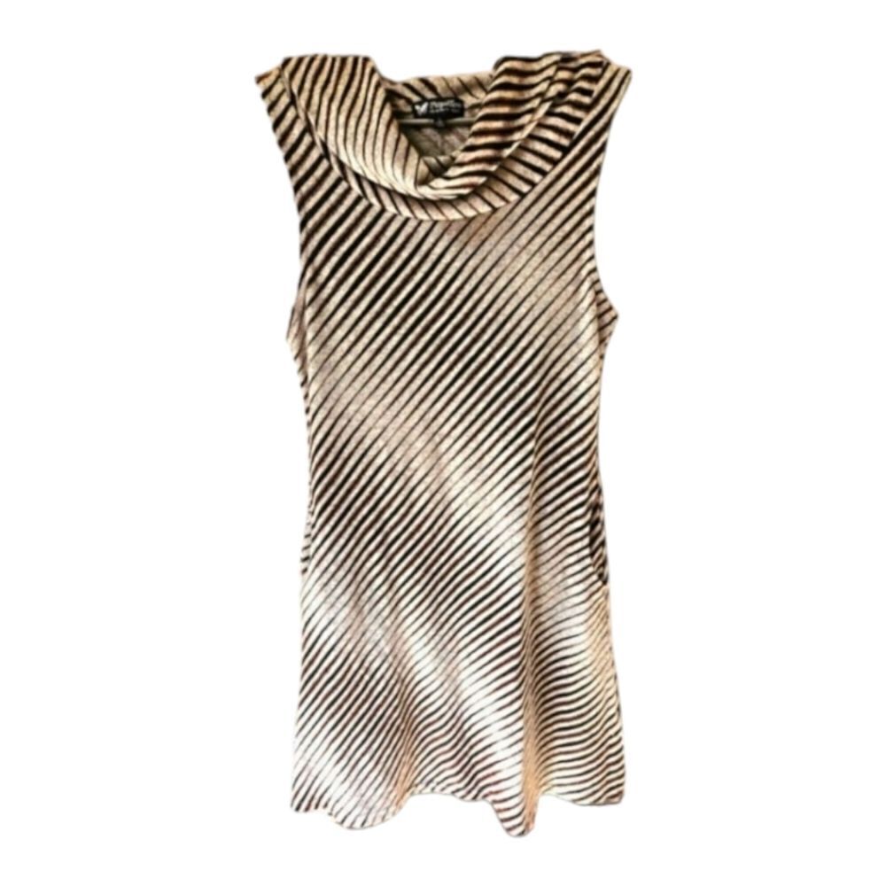 PAPILLON Sleeveless Cowlneck RETRO Striped Midi dress.